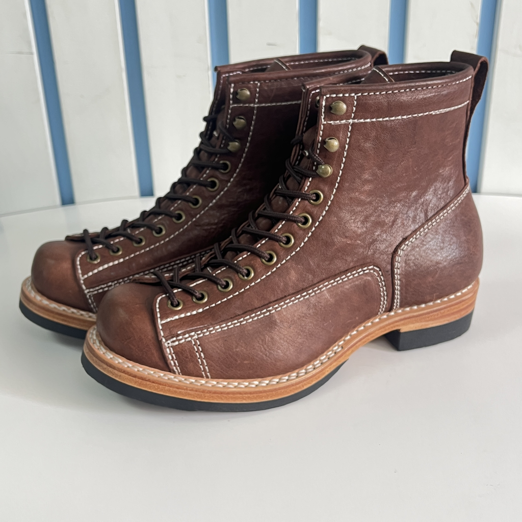 Men's Horse Leather Work Boots - Goodyear Welted Short Tongue Heritage Boots