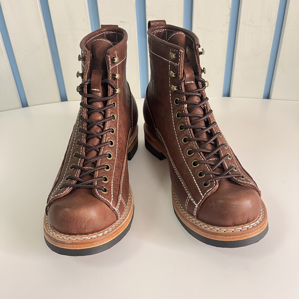 Men's Horse Leather Work Boots - Goodyear Welted Short Tongue Heritage Boots