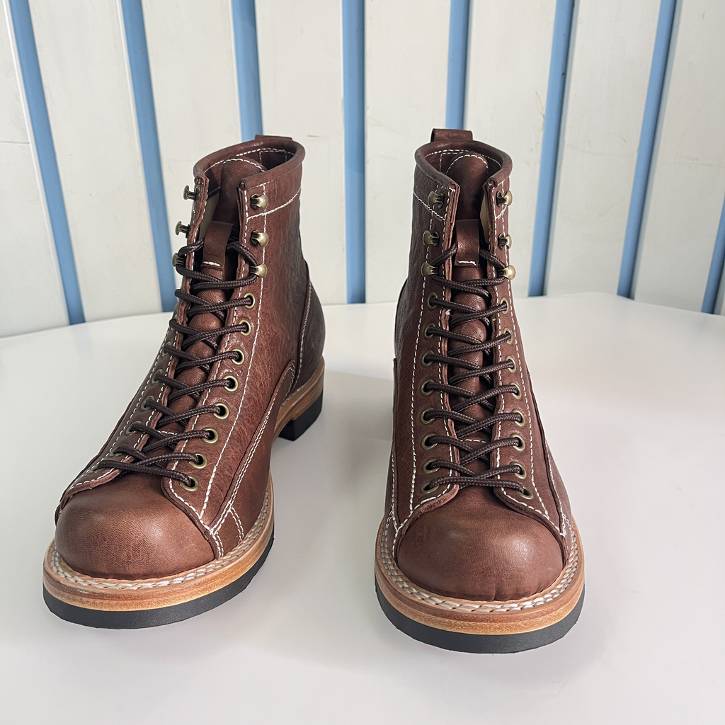 Men's Horse Leather Work Boots - Goodyear Welted Short Tongue Heritage Boots