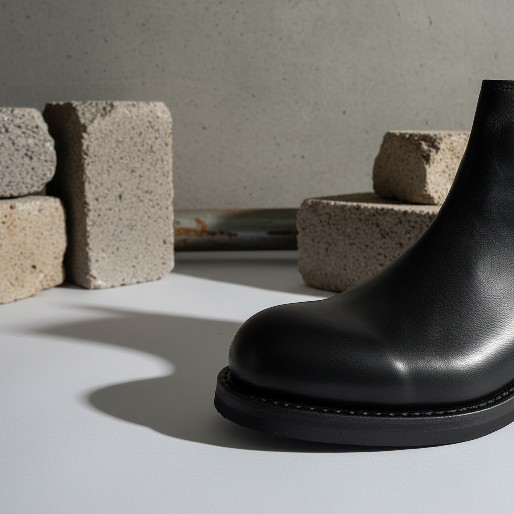Classic Black Round-Toe Leather Chelsea Boots for Men - Business Casual Slip-On Boots