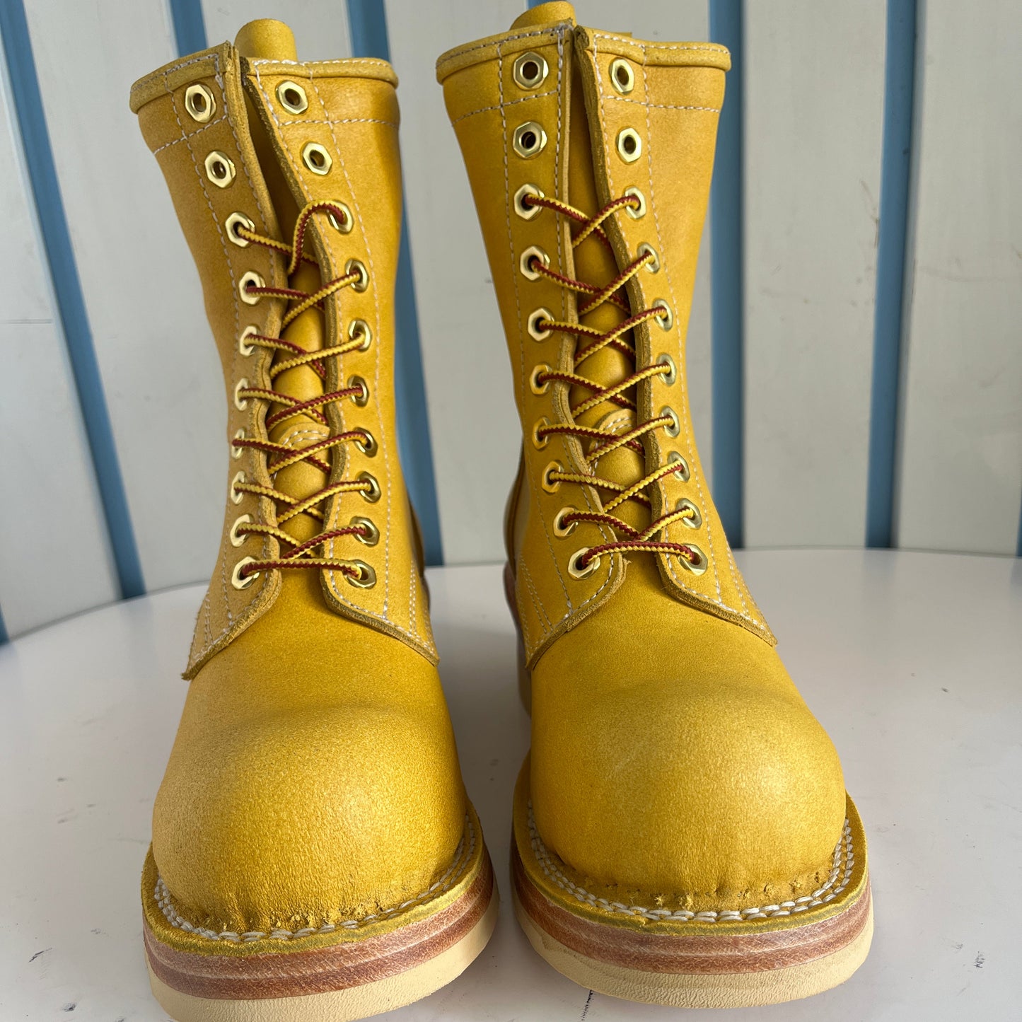 Heritage Amber Yellow Leather Boots – Handcrafted Goodyear Construction for Daily Wear