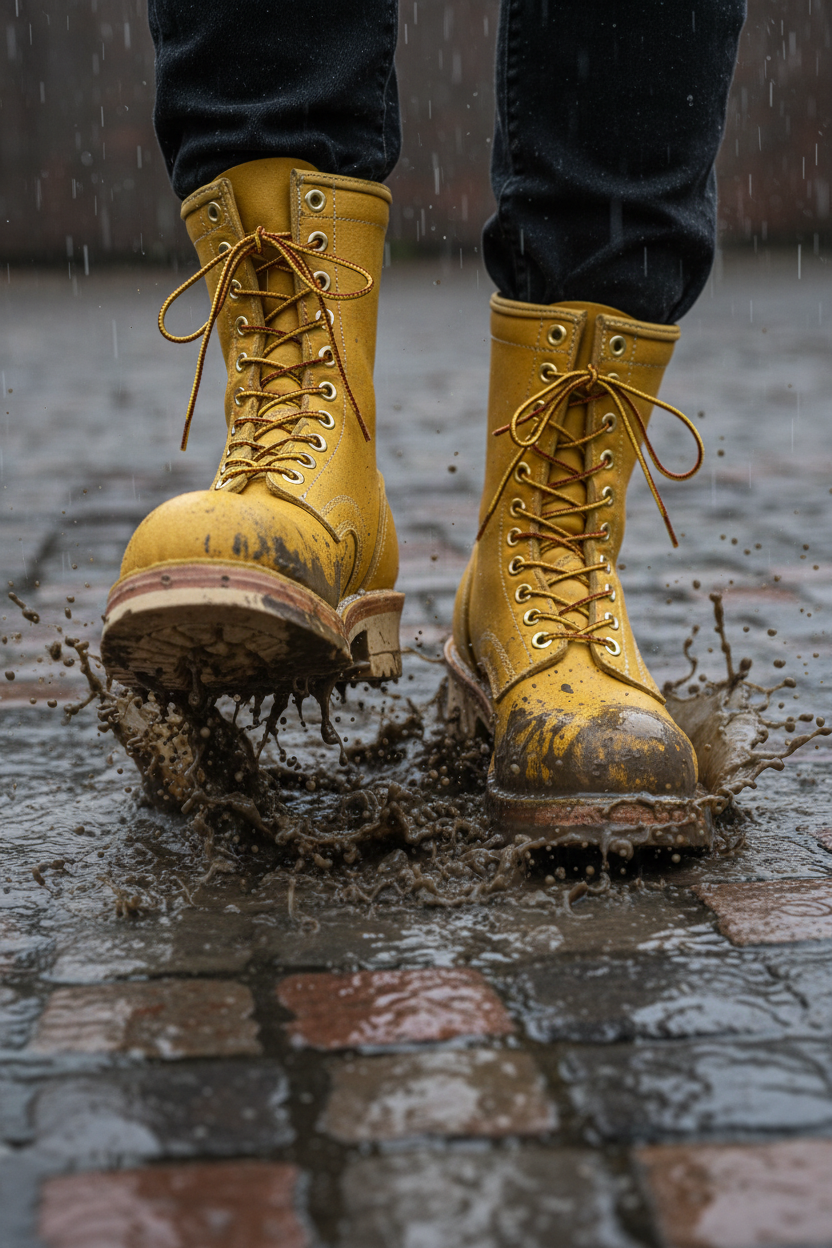 Heritage Amber Yellow Leather Boots – Handcrafted Goodyear Construction for Daily Wear