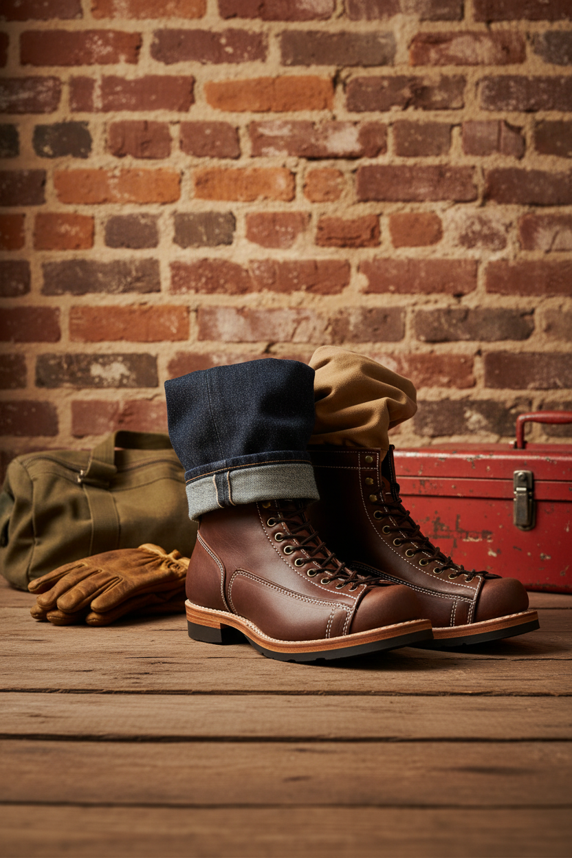 Men’s Goodyear Welted Leather Boots – Full Grain, Handmade, Resoleable, Vintage Brown